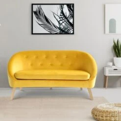 Canapé Banquette En Velours SONIA Jaune -VIDAXL || Songmics Soldes 15473163 5
