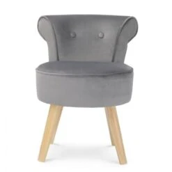 Fauteuil Crapaud En Velours Gris -VIDAXL || Songmics Soldes 15473167 3