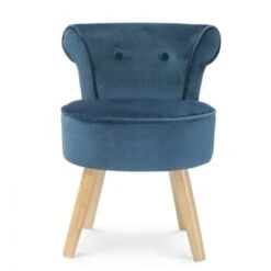 Fauteuil Crapaud En Velours Bleu -VIDAXL || Songmics Soldes 15473168 3