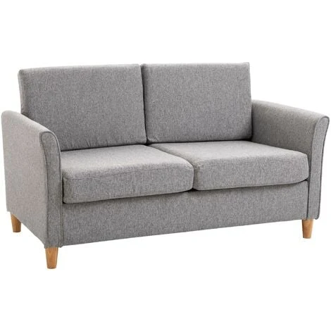 HOMCOM Canapé 2 Places Design Scandinave Dim. 141L X 65l X 78H Cm Pieds Bois Massif Tissu Lin Gris Clair Chiné 3 HOMCOM Canapé 2 Places Design Scandinave Dim. 141L X 65l X 78H Cm Pieds Bois Massif Tissu Lin Gris Clair Chiné