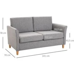 HOMCOM Canapé 2 Places Design Scandinave Dim. 141L X 65l X 78H Cm Pieds Bois Massif Tissu Lin Gris Clair Chiné 9 HOMCOM Canapé 2 Places Design Scandinave Dim. 141L X 65l X 78H Cm Pieds Bois Massif Tissu Lin Gris Clair Chiné -VIDAXL || Songmics Soldes 15764513 3
