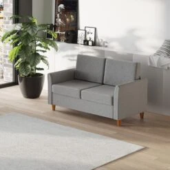 HOMCOM Canapé 2 Places Design Scandinave Dim. 141L X 65l X 78H Cm Pieds Bois Massif Tissu Lin Gris Clair Chiné 10 HOMCOM Canapé 2 Places Design Scandinave Dim. 141L X 65l X 78H Cm Pieds Bois Massif Tissu Lin Gris Clair Chiné -VIDAXL || Songmics Soldes 15764513 4