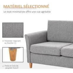 HOMCOM Canapé 2 Places Design Scandinave Dim. 141L X 65l X 78H Cm Pieds Bois Massif Tissu Lin Gris Clair Chiné 11 HOMCOM Canapé 2 Places Design Scandinave Dim. 141L X 65l X 78H Cm Pieds Bois Massif Tissu Lin Gris Clair Chiné -VIDAXL || Songmics Soldes 15764513 5
