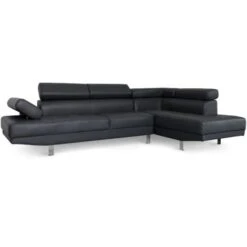 Canapé D'angle Avec Têtières Relevables Alfa Noir