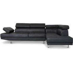 Canapé D'angle Avec Têtières Relevables Alfa Noir -VIDAXL || Songmics Soldes 15812085 3