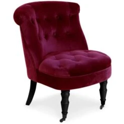 Fauteuil Crapaud Prince Velours Bordeaux