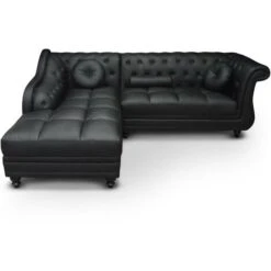 Canapé D'angle Brittish Noir Style Chesterfield -VIDAXL || Songmics Soldes 15817700 2