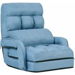 COSTWAY Fauteuil Convertible, Chauffeuse Convertible 1 Place En Tissu Gris Avec Oreiller,5 Positions Disponibles Bleu