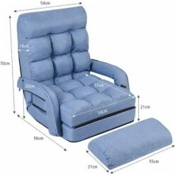 COSTWAY Fauteuil Convertible, Chauffeuse Convertible 1 Place En Tissu Gris Avec Oreiller,5 Positions Disponibles Bleu -VIDAXL || Songmics Soldes 15881853 5