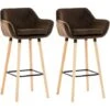 Lot De 2 Tabourets De Bar Grant En Velours Marron -VIDAXL || Songmics Soldes 16101290 1