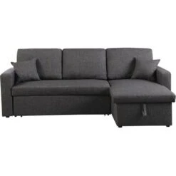 Canapé D'angle Convertible/ Réversible Avec Coffre Alain - 3 Places - Gris -VIDAXL || Songmics Soldes 16136031 3