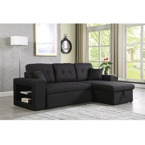 Canapé D'angle Convertible/réversible Axel - 3 Places - Noir 4 Canapé D'angle Convertible/réversible Axel - 3 Places - Noir – Image 2