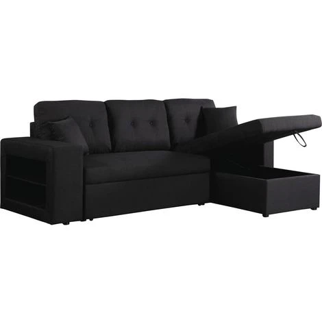 Canapé D'angle Convertible/réversible Axel - 3 Places - Noir 5 Canapé D'angle Convertible/réversible Axel - 3 Places - Noir – Image 3