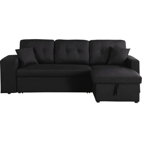 Canapé D'angle Convertible/réversible Axel - 3 Places - Noir 6 Canapé D'angle Convertible/réversible Axel - 3 Places - Noir – Image 4