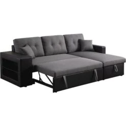 Canapé D'angle Convertible/réversible Axel - 3 Places - Noir/Gris -VIDAXL || Songmics Soldes 16255749 4