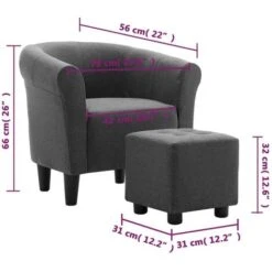Fauteuil Et Tabouret Gris Foncé Tissu VidaXL -VIDAXL || Songmics Soldes 16334922 3