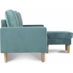 Canapé D'angle Réversible En Velours Gabby - 3 Places - Bleu Canard -VIDAXL || Songmics Soldes 16498019 3