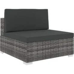 Siège Central Sectionnel 1 Pc Et Coussins Résine Tressée Gris VidaXL