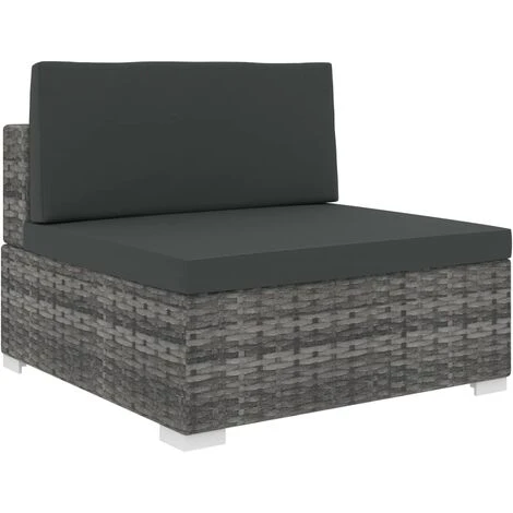Siège Central Sectionnel 1 Pc Et Coussins Résine Tressée Gris VidaXL 3 Siège Central Sectionnel 1 Pc Et Coussins Résine Tressée Gris VidaXL