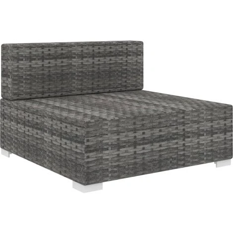 Siège Central Sectionnel 1 Pc Et Coussins Résine Tressée Gris VidaXL 4 Siège Central Sectionnel 1 Pc Et Coussins Résine Tressée Gris VidaXL – Image 2