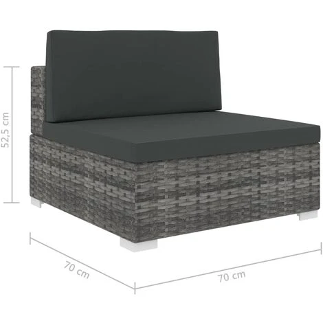 Siège Central Sectionnel 1 Pc Et Coussins Résine Tressée Gris VidaXL 5 Siège Central Sectionnel 1 Pc Et Coussins Résine Tressée Gris VidaXL – Image 3