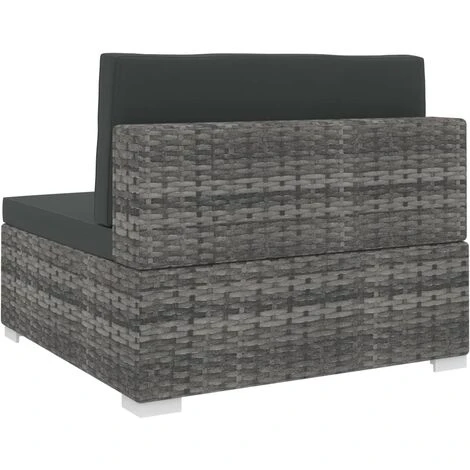 Siège Central Sectionnel 1 Pc Et Coussins Résine Tressée Gris VidaXL 6 Siège Central Sectionnel 1 Pc Et Coussins Résine Tressée Gris VidaXL – Image 4
