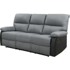 Canapé Relax Lincoln - 197 X 89 X 103 Cm - 3 Places - Noir / Gris Foncé