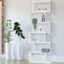 Etagère Bibliothèque SOFIA Forme S Bois Blanc 189 Cm -VIDAXL || Songmics Soldes 16925091 2