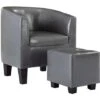 Fauteuil Avec Repose-pied Gris Similicuir VidaXL 2 Fauteuil Avec Repose-pied Gris Similicuir VidaXL -VIDAXL || Songmics Soldes 17050613 1