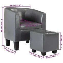 Fauteuil Avec Repose-pied Gris Similicuir VidaXL -VIDAXL || Songmics Soldes 17050613 3