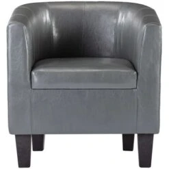 Fauteuil Avec Repose-pied Gris Similicuir VidaXL -VIDAXL || Songmics Soldes 17050613 4