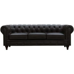 Canapé Fixe Chesterfield Aliza - 204 X 80 X 58 Cm - 3 Places - Marron -VIDAXL || Songmics Soldes 1732177 2