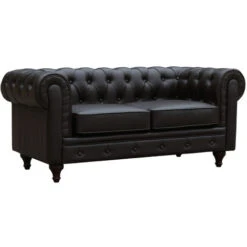 Canapé Fixe Chesterfield Aliza - 157 X 82 X 70 Cm - 2 Places - Marron