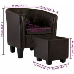 Fauteuil Avec Repose-pied Marron Similicuir VidaXL -VIDAXL || Songmics Soldes 17375362 3