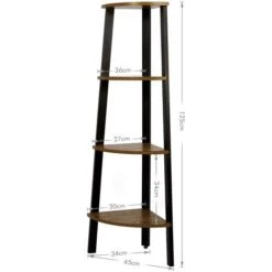 Meerveil Étagère D'Angle Vintage, Meuble De Rangement Pour Bureau à 4 étages, Bibliothèque D'Angle, Pour La Maison, Le Salon, La Chambre, Le Balcon, Vintage Et Noir -VIDAXL || Songmics Soldes 17699697 5