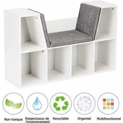 COSTWAY Bibliothèque Pour Enfants, 2 En 1 Design Avec 6 Casiers Et Siège 102,5x 30 X63,5CM -VIDAXL || Songmics Soldes 17914472 3