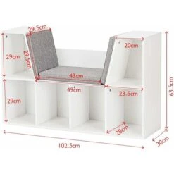 COSTWAY Bibliothèque Pour Enfants, 2 En 1 Design Avec 6 Casiers Et Siège 102,5x 30 X63,5CM -VIDAXL || Songmics Soldes 17914472 5