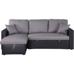 Canapé D'angle Convertible/ Réversible Avec Coffre Alain - 3 Places - Gris / Noir -VIDAXL || Songmics Soldes 18034920 3
