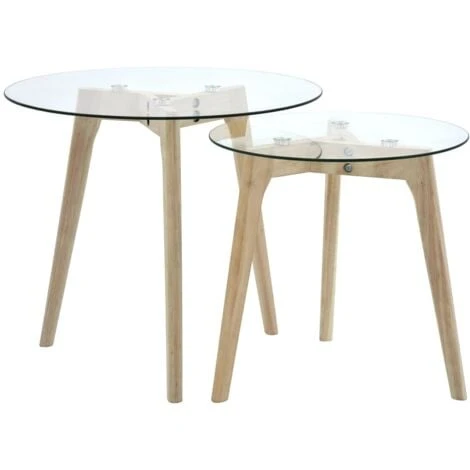 Ensemble De Tables D'appoint 2 Pcs Verre Trempé VidaXL 3 Ensemble De Tables D'appoint 2 Pcs Verre Trempé VidaXL