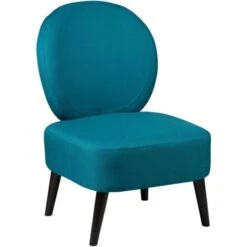 SKALAN - Fauteuil Crapaud Tissu Coloris Bleu Canard