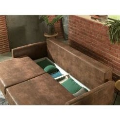 Dan - Canapé Droit 3 Places Convertible - Style Industriel - Avec Coffre De Rangement -VIDAXL || Songmics Soldes 18254567 4