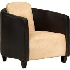 Fauteuil Brun Roux Et Noir Cuir Véritable VidaXL