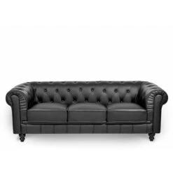 CHESTERFIELD - Canapé Chesterfield 3 Places Noir