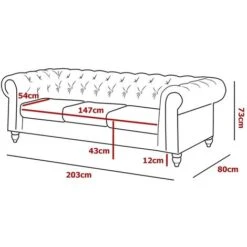 CHESTERFIELD - Canapé Chesterfield 3 Places Noir -VIDAXL || Songmics Soldes 18381906 5