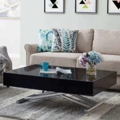 CIARA - Table Basse Laquée Noir Relevable Extensible 9 CIARA - Table Basse Laquée Noir Relevable Extensible -VIDAXL || Songmics Soldes 18381923 3