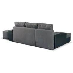 Canapé Angle Convertible Simon Noir / Gris + 2 Poufs -VIDAXL || Songmics Soldes 18442945 4