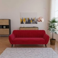 LOUISE - Canapé 3 Places Velours Rouge 8 LOUISE - Canapé 3 Places Velours Rouge -VIDAXL || Songmics Soldes 18528809 2