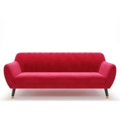 LOUISE - Canapé 3 Places Velours Rouge 9 LOUISE - Canapé 3 Places Velours Rouge -VIDAXL || Songmics Soldes 18528809 3