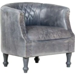 Fauteuil Tube Gris 62x58x65 Cm Cuir Véritable VidaXL