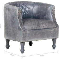 Fauteuil Tube Gris 62x58x65 Cm Cuir Véritable VidaXL -VIDAXL || Songmics Soldes 18763132 3